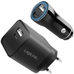 Logilink USB-A/C Charging Kit, 15 W, each 1x USB-A, 1x USB-C, Black (PA0300)