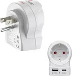Hama 00223479, Hama Reiseadapter, EU to US, 1x USB-A, 1x USB-C (PD), 20 W (00223479)