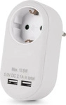 ENTAC EPAG-1EE-2USB-W, ENTAC Steckdosenadapter EPAG-1EE-2USB-W 1 Schuko + 2 USB-A