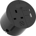 Bachmann LOOP IN CHARGE 1xUK 1xUSB A/C 22W 1xKBD 2.0m UK RAL9005 (BM0016674)