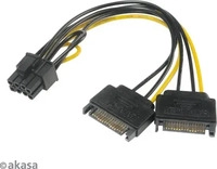 Akasa AK-CBPW19-15, Akasa 2x 15-Pin-SATA auf 1x 6-Pin-PCIe Adapter - Adapter -