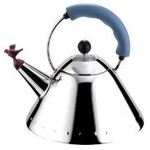 Alessi Wasserkessel aus Edelstahl Blau mit Griff und vogelf&ouml;rmiger Fl&ouml;te...