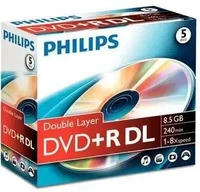 Philips DR8S8J05C/00, Philips DR8S8J05C - 5 x DVD+R DL - 8,5GB (240 Min.) 8x -...