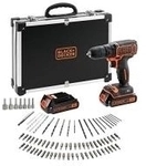 Black & Decker Akkuschrauber BDCDC18BAFC + 80tlg. Zubeh&ouml;r 18V, 2x 1,5Ah Li Akkus,