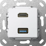 GIRA 4847133. Buchsen-Typ: HDMI + USB A, USB-Version: 3.0 (3.1 Gen 1). Produktfarbe: