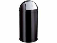 Helit H2401495, helit Abfallbehälter mit Push-Einwurfklappe, 50 Liter schwarz, rund,