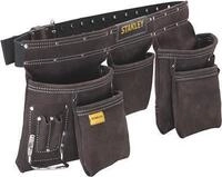 Stanley Leder Werkzeugsch&uuml;rze - Werkzeugh&uuml;ftgurt - Braun - Leder - 9 Taschen -