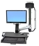 Ergotron StyleView Sit-Stand Combo System with Worksurface and Small Black CPU Holder