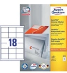 Avery - Selbstklebende Etiketten - wei&szlig; - 64 x 45 mm - 1800 Stck. (100 Bogen x 18)