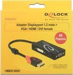 DeLOCK - Videokonverter - DisplayPort / HDMI / VGA / DVI - DVI, HDMI, VGA - Schwarz -