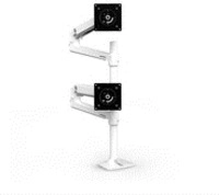 ERGOTRON LX Dual Monitorarm mit hoher S&auml;ule in Wei&szlig; - Tischhalterung mit