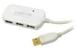 LogiLink USB 2.0 Aktives Verl&auml;ngerungskabel mit USB-Hub 12 m, 4-fach USB Hub,