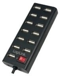 LogiLink USB 2.0 Hub, 13 Port, mit Ein-/Ausschalter, schwarz Anschluss 13 x USB,
