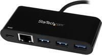 StarTech.com 3 Port USB 3.0 Hub mit Gigabit Ethernet und Stromversorgung - USB Type C