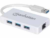 Manhattan 507578, Manhattan 3-Port USB 3.0 Hub with Gigabit Ethernet Adapter -
