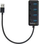 StarTech.com 4-Port USB 3.0 Hub - 4x USB-A - Individual On/Off Switches - Hub - 4 x