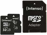Intenso 3423482, Intenso Doppelpack microSDHC 32GB UHS-I Premium inkl. SD-Adapter -