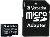 Verbatim Premium - Flash-Speicherkarte (SD-Adapter inbegriffen) - 256GB - UHS Class 1