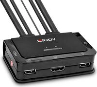Lindy 2 Port Kabel KVM Switch, HDMI 18G, USB 2.0 & Audio Schaltet zwischen 2 HDMI-PCs