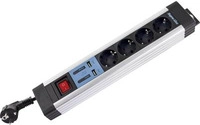 REV 0014438713 Steckdosenleiste mit Schalter 4fach Silber, Schwarz Schutzkontakt