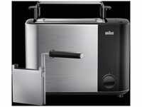 Braun HT5015BK, Braun HT5015BK Toaster, Kunststoff, Edelstahl, Stahlfarben/Schwarz