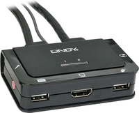 Lindy 2 Port Kabel KVM Switch, HDMI 10.2G, USB 2.0 & Audio Schaltet zwischen 2