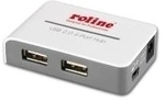 ROLINE USB 2.0 Hub Black and White, 4 Ports, mit Netzteil (14.02.5013)