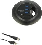 Delock In-Desk Hub 3 Port USB3.0 + 2 Slot SD Card Reader - Hub - 3 x SuperSpeed