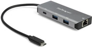 StarTech.com HB31C2A1CGB 3-Port-USB-C-Hub (mit LAN-Anschluss , 10 Gbit/s, 2x USB-A