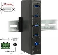 DeLock External Industry Hub 4 x USB 3.0 Type-A with 15 kV ESD protection - Hub - 4 x
