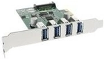 InLine - USB-Adapter - PCI Express 2,0 x1 Low Profile - USB3.0 x 4 (76661C)