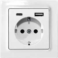 Eltako Schutzkontakt-Steckdose reinwei&szlig; gl&auml;nzend DSS55E+USBA+C-wg (30055897)
