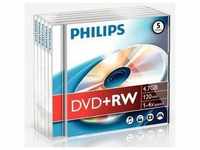 Philips DW4S4J05F/10, Philips DW4S4J05F - 5 x DVD+RW - 4,7GB (120 Min.) 1x - 4x -