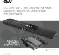 Club 3D - Dockingstation - USB-C - 2 x HDMI, DP - GigE - 120 Watt (CSV-1566)