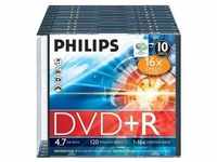 Philips DR4S6B10F/00, Philips DR4S6B10F - 10 x DVD+R - 4,7GB (120 Min.) 16x - Spindel