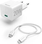 Hama Schnellladeger&auml;t mit Ladekabel Lightning, Mini-Ladeger&auml;t, PD, 20W, 1m, Wei&szlig;