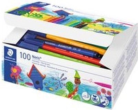 STAEDTLER Fasermaler Noris Club, 100er Schulbox Minenst&auml;rke: 1,0 mm, rund, Tinte mit