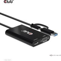 Club 3D - Videoadapter - USB Typ A, USB-C (M) zu HD-15 (VGA), HDMI (W) -