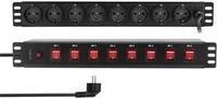 LogiLink 48,30cm (19) Steckdosenleiste, 8-fach, einzeln schaltbar schwarz, zur