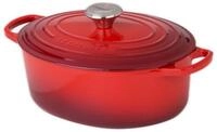 Le Creuset Signature Br&auml;ter oval 40 cm kirschrot, Emaille hell 24147263395