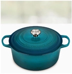 LE CREUSET Signature Br&auml;ter 24 cm rund Deep Teal, Emaille hell 24147294689