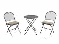 MWH Cafe Latte Set - 2 Sessel und Tisch 60 cm im Farbton eisengrau, Stahl elotherm