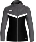 JAKO Kapuzenjacke Iconic (schwarz/anthrazit / Gr&ouml;&szlig;e 34 / Damen)
