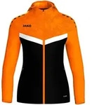 JAKO Kapuzenjacke Iconic (schwarz/neonorange / Gr&ouml;&szlig;e 34 / Damen)