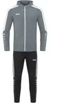 JAKO Trainingsanzug Polyester Power mit Kapuze (steingrau / Gr&ouml;&szlig;e 164 / Kinder)