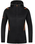 JAKO Freizeitjacke Challenge mit Kapuze (schwarz meliert/neonorange / Gr&ouml;&szlig;e 164 /