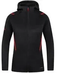 JAKO Freizeitjacke Challenge mit Kapuze (schwarz meliert/rot / Gr&ouml;&szlig;e 44 / Damen)