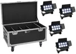 EUROLITE Set 4x Multiflood IP 8x10W RGBW Wash + Case