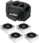 EUROLITE Set 4x AKKU IP Flat Light 1 chrom + Soft-Bag