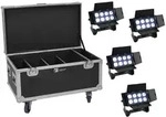 EUROLITE Set 4x Multiflood IP 8x10W RGBW Wash CRMX + Case